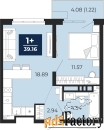 1 - комн.  квартира, 39.16 м², 15/22 эт.