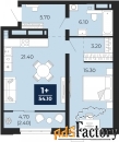 1 - комн.  квартира, 54.1 м², 9/24 эт.