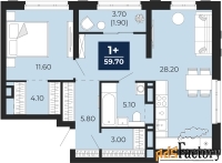 1 - комн.  квартира, 59.7 м², 18/18 эт.