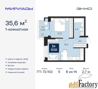 1 - комн.  квартира, 35.6 м², 8/14 эт.