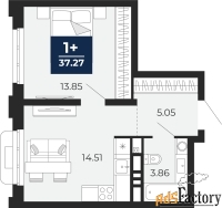 1 - комн.  квартира, 37.27 м², 7/24 эт.