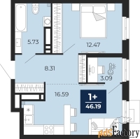 1 - комн.  квартира, 46.19 м², 7/24 эт.