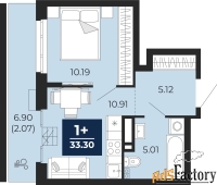 1 - комн.  квартира, 33.3 м², 24/24 эт.