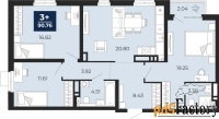 3 - комн.  квартира, 89.33 м², 16/20 эт.