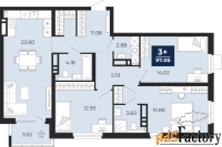 3 - комн.  квартира, 94.6 м², 13/20 эт.