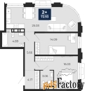 2 - комн.  квартира, 72.93 м², 3/24 эт.