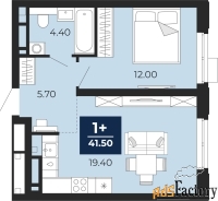 1 - комн.  квартира, 41.5 м², 15/24 эт.