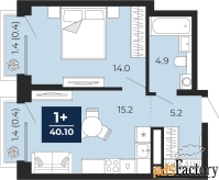 1 - комн.  квартира, 40.1 м², 11/16 эт.