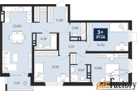 3 - комн.  квартира, 94.6 м², 8/20 эт.