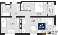 2 - комн.  квартира, 59.83 м², 13/14 эт.
