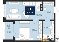 1 - комн.  квартира, 42.33 м², 2/12 эт.