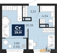 1 - комн.  квартира, 29.91 м², 4/22 эт.