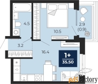 1 - комн.  квартира, 35.5 м², 13/16 эт.