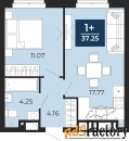 1 - комн.  квартира, 37.25 м², 3/24 эт.