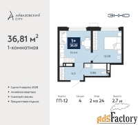 1 - комн.  квартира, 36.81 м², 2/24 эт.