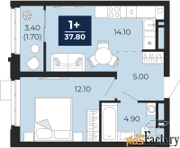 1 - комн.  квартира, 37.8 м², 9/24 эт.