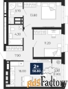 2 - комн.  квартира, 58.8 м², 3/18 эт.