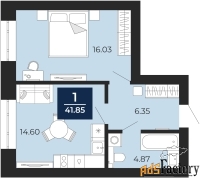 1 - комн.  квартира, 41.85 м², 4/8 эт.