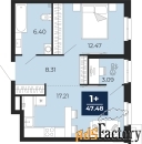 1 - комн.  квартира, 47.48 м², 2/24 эт.