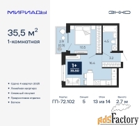 1 - комн.  квартира, 35.5 м², 13/14 эт.