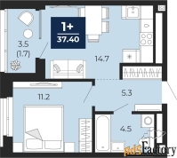 1 - комн.  квартира, 37.4 м², 7/16 эт.