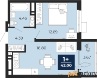 1 - комн.  квартира, 40.16 м², 17/23 эт.