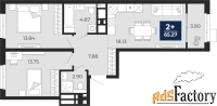 2 - комн.  квартира, 65.27 м², 10/23 эт.