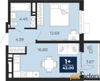 1 - комн.  квартира, 40.16 м², 2/23 эт.