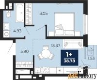 1 - комн.  квартира, 37.71 м², 2/19 эт.