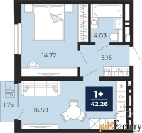 1 - комн.  квартира, 41.03 м², 5/19 эт.