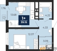 1 - комн.  квартира, 37.92 м², 13/19 эт.