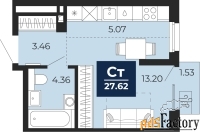 1 - комн.  квартира, 26.55 м², 17/19 эт.
