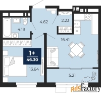 1 - комн.  квартира, 46.3 м², 2/19 эт.