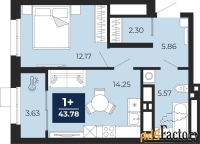 1 - комн.  квартира, 43.78 м², 17/24 эт.