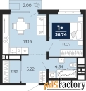 1 - комн.  квартира, 37.34 м², 13/19 эт.