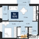 1 - комн.  квартира, 44.32 м², 13/23 эт.