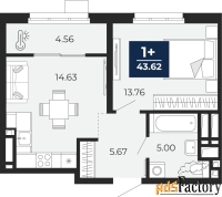 1 - комн.  квартира, 43.62 м², 18/23 эт.