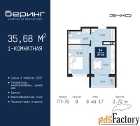 1 - комн.  квартира, 35.68 м², 6/17 эт.