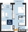 1 - комн.  квартира, 45.04 м², 12/16 эт.
