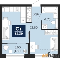 1 - комн.  квартира, 32.39 м², 2/9 эт.