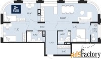 3 - комн.  квартира, 95.8 м², 3/14 эт.