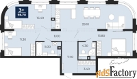 3 - комн.  квартира, 98.7 м², 2/14 эт.