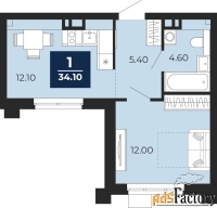 1 - комн.  квартира, 34.1 м², 9/20 эт.