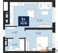 1 - комн.  квартира, 42.1 м², 7/18 эт.