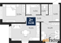 2 - комн.  квартира, 54.98 м², 1/21 эт.