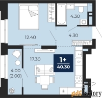 1 - комн.  квартира, 40.3 м², 10/18 эт.