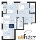 3 - комн.  квартира, 89.1 м², 4/24 эт.