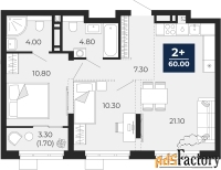 2 - комн.  квартира, 60 м², 14/24 эт.