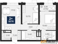 2 - комн.  квартира, 59.7 м², 13/24 эт.