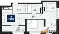 1 - комн.  квартира, 48.9 м², 18/18 эт.